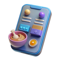 3D Render Mobile App UI Design Pastel Color Scheme Illustration png