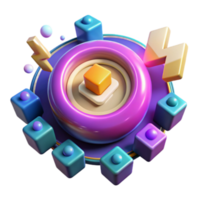 Vibrant 3D Render Abstract Background with Geometric Shapes and Energy png