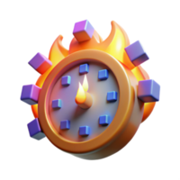 Fiery Clock 3D Render, Time Management, Burning Clock Illustration, Abstract Clock Background, Digital Clock Design, Clock Icon, Flame Clock Graphic, Countdown Timer, Animated Clock, 3D Clock Art png