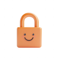 A cheerful lock with a smiley face, representing security and positivity. png