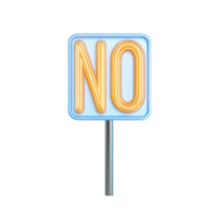 A bright 'NO' sign, symbolizing rejection or refusal in various contexts. png