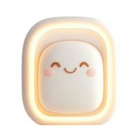 A cheerful, minimalist character design featuring a smiling face in soft colors. png