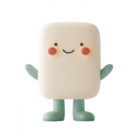 A cheerful anthropomorphic marshmallow character with a friendly expression. png