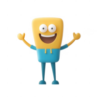 A cheerful cartoon character with a big smile, representing joy and positivity. png