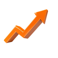 A dynamic orange arrow symbolizing growth and success in business metrics. png