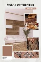 Mocha Simple Color of The Year Moodboard template
