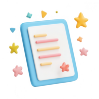 A colorful digital notepad surrounded by playful star shapes and vibrant details. png