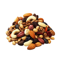 A colorful assortment of various nuts and seeds piled together for healthy snacking. png