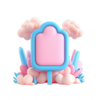 A colorful, playful ice cream pop surrounded by cheerful, fluffy elements. png
