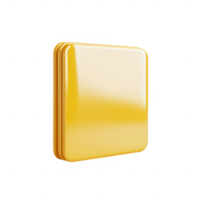 A glossy yellow square icon against a transparent background for design projects. png