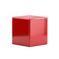 A glossy red cube illustrating modern design and vibrant color. png