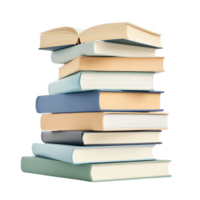 A neatly stacked pile of colorful books, representing knowledge and leisure reading. png