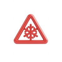 A red warning sign with a snowflake symbol indicating cold weather alert. png