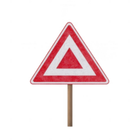 A triangular warning sign indicating caution and potential hazards ahead. png