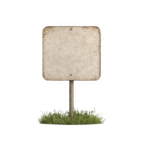 Blank sign on grass, perfect for customization in various creative projects. png