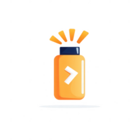 Bright orange bottle with dynamic design elements, ideal for modern branding. png