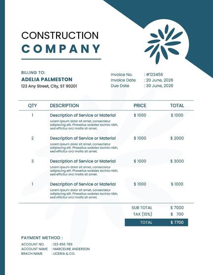 Blue Modern Minimalist Construction Company Name