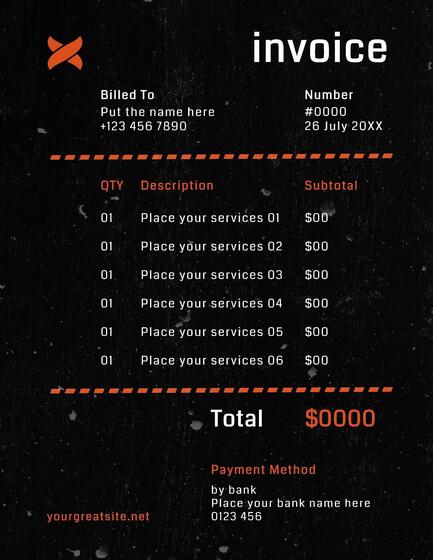 Black Construction Company Invoice Template