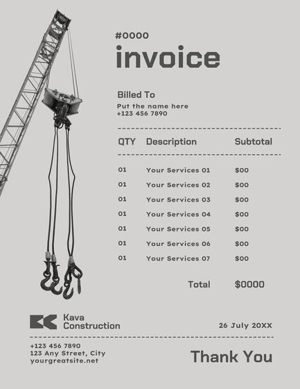 Gray Construction Company Invoice Template