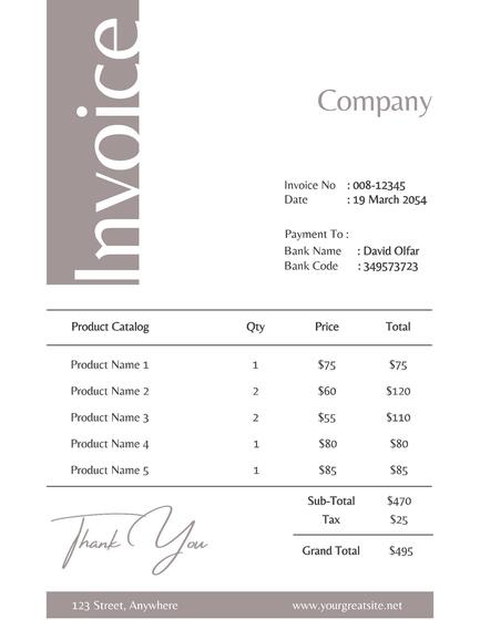 Fashion Store Invoice