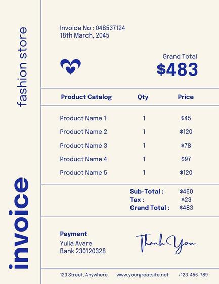 Fashion Store Invoice