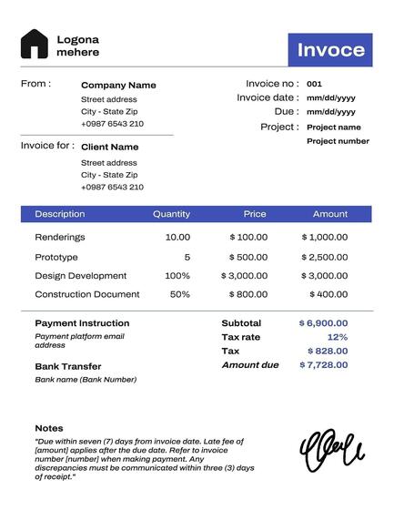 Architect Invoice Template