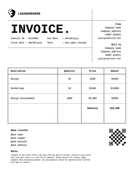 Simple Architect Invoice Template