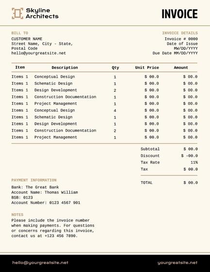 Architect Invoice Design