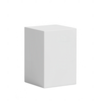 Minimalist white cube on a transparent background for versatile design use. png