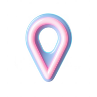 Neon location pin icon for navigation and mapping applications. png