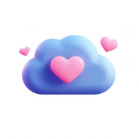 Soft cloud design with heart motifs, symbolizing love and affection in a dreamy setting. png