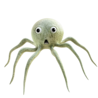A cartoon octopus expressing surprise with large eyes and extended tentacles. png