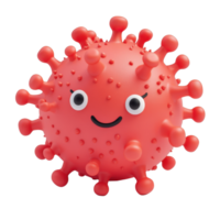 A cheerful cartoon virus character with a smile and adorable features. png