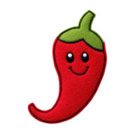 A cheerful red chili pepper character with a smiling face and green top. png