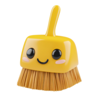 A cheerful yellow broom with a smiling face, perfect for fun cleaning tasks. png