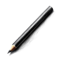 A close-up of a black pencil with a sharpened tip resting on a textured surface. png