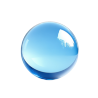 A shiny blue crystal ball reflecting light and showcasing a smooth surface. png