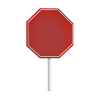 A simple red stop sign on a white background, symbolizing traffic control and safety. png