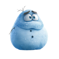 A playful cartoon snowman character with a charming expression and friendly demeanor. png