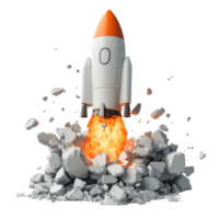 A sleek rocket launching, symbolizing innovation and exploration in technology. png