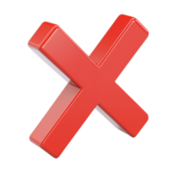 A three-dimensional red cross symbol representing caution or error. png