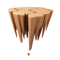 A surreal floating rock formation with sharp edges and cracks, symbolizing climate change. png
