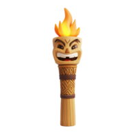 une vibrant, style bande dessinée tiki torche avec une féroce expression et flamme sur Haut. png