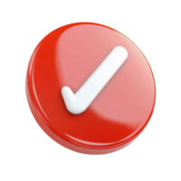 A vibrant red button with a white checkmark, symbolizing approval or completion. png