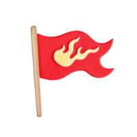 A vibrant red flag with a flaming symbol, symbolizing passion and energy. png
