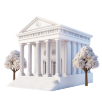 A stylized classic building with columns surrounded by trees, symbolizing elegance. png