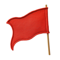 A vibrant red flag waving against a clear sky, symbolizing various meanings and messages. png