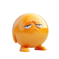 An expressive orange character displaying a thoughtful and sad emotion. png