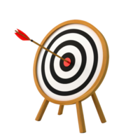 A wooden dartboard with a red arrow hitting the center target for precision. png