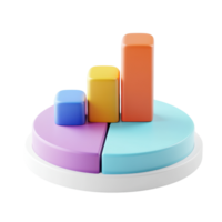 Colorful 3D bar graph displaying data trends for effective presentations. png